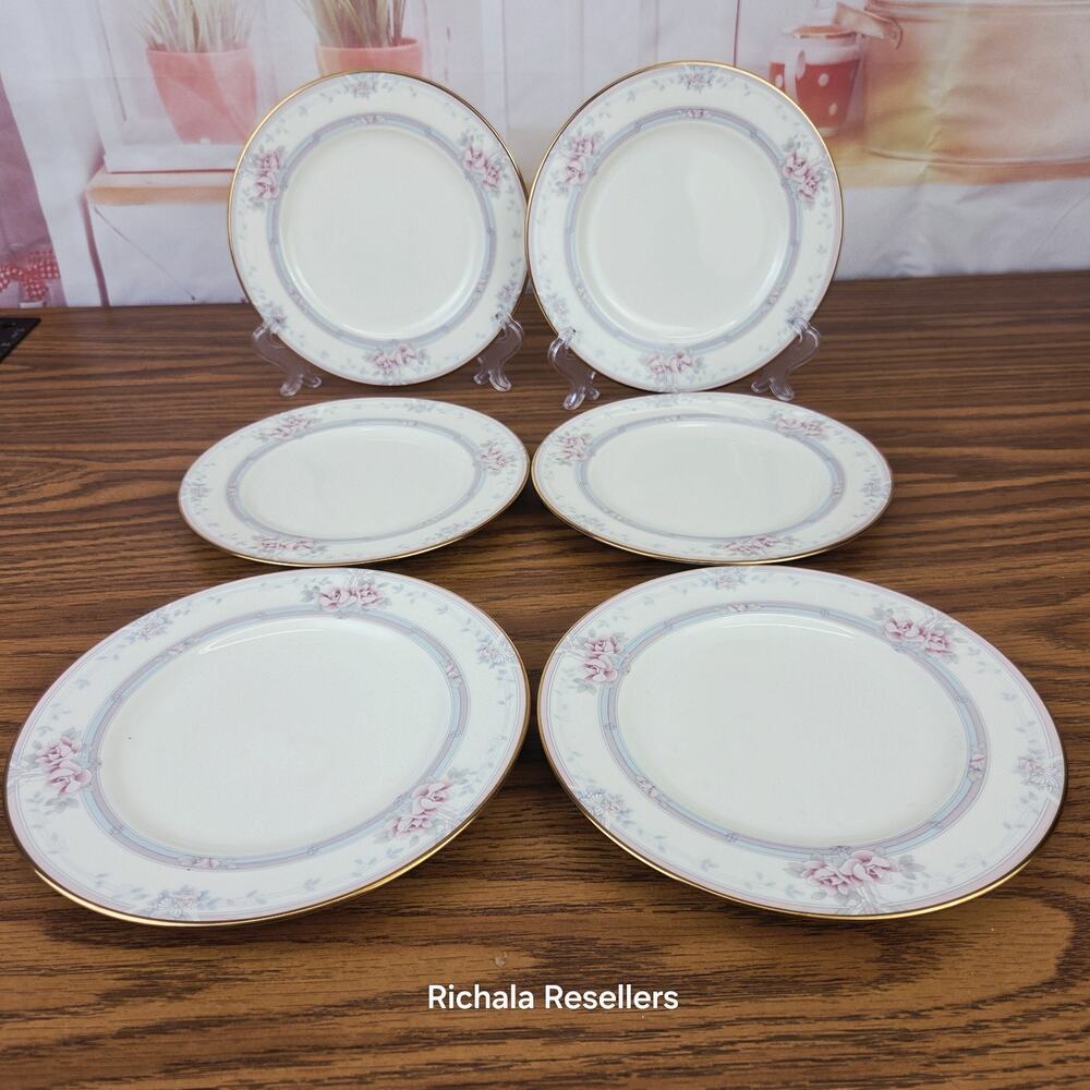 Noritake Magnificence 6.5" Bread Plates Lot Of 6 9736 Bone China Floral Rose